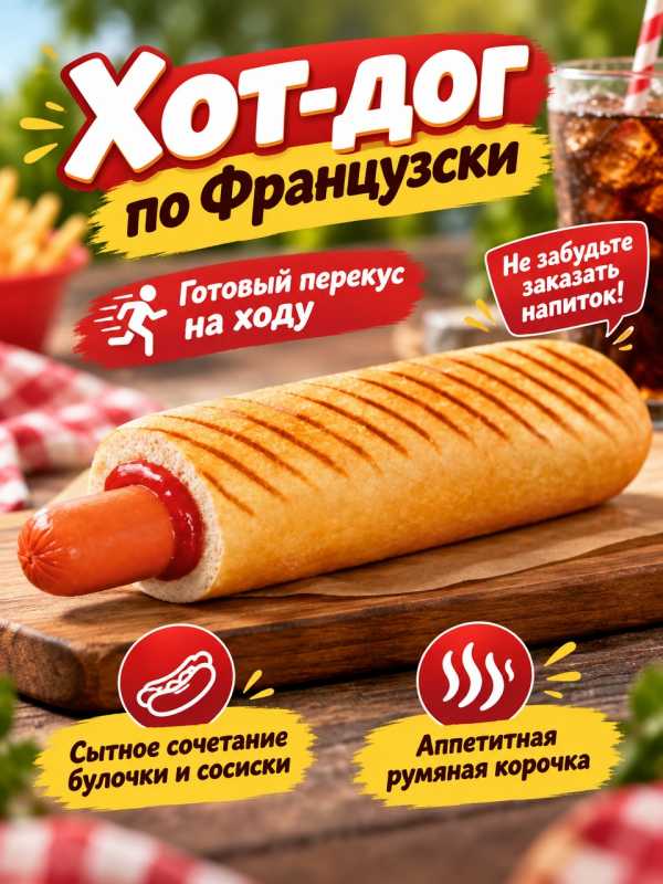 Хот-дог Французский с колбаской из свинины 